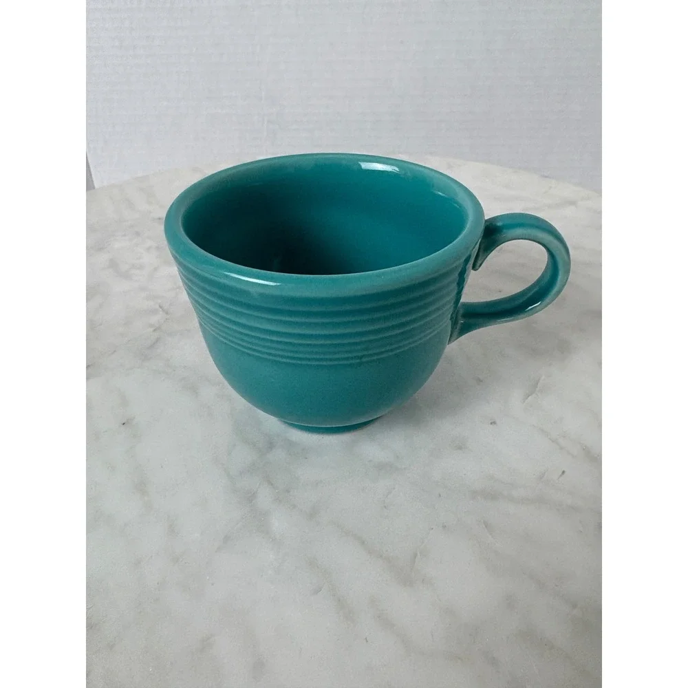 Fiesta Turquoise Cup & Saucer Set  Fiestaware HLC‎ Teal Blue Green FLAW